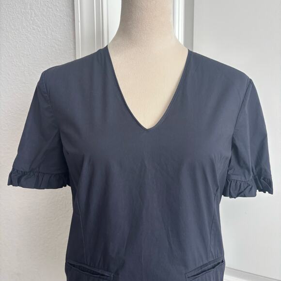 MARNI Winter Edition 2012 Navy Blue V-Neck Top Blouse Ruffle Sleeve Cotton Sz S - Picture 12 of 13